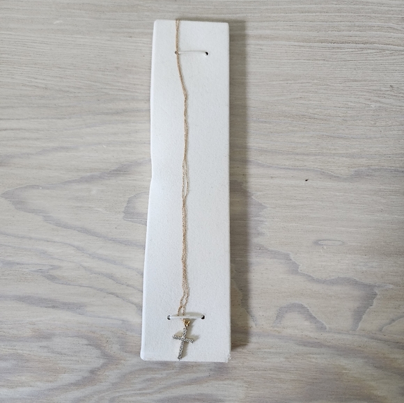 Cross Necklace Sterling Silver Genuine Cubic Zirconia - Picture 2 of 9